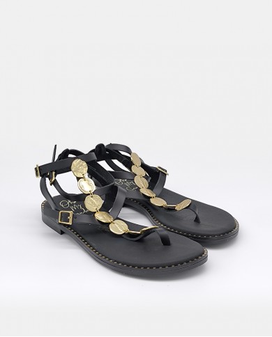 OH! MY SANDALS Sandalia mujer negra tiras 5843